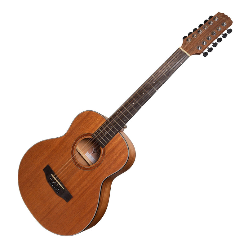 -Martinez 'Natural Series' Solid Mahogany Top 12-String Acoustic-Electric Mini Short Scale Guitar (Open Pore)-Living Music