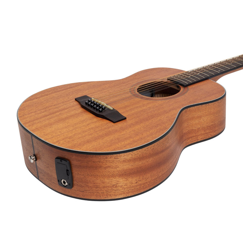 -Martinez 'Natural Series' Solid Mahogany Top 12-String Acoustic-Electric Mini Short Scale Guitar (Open Pore)-Living Music