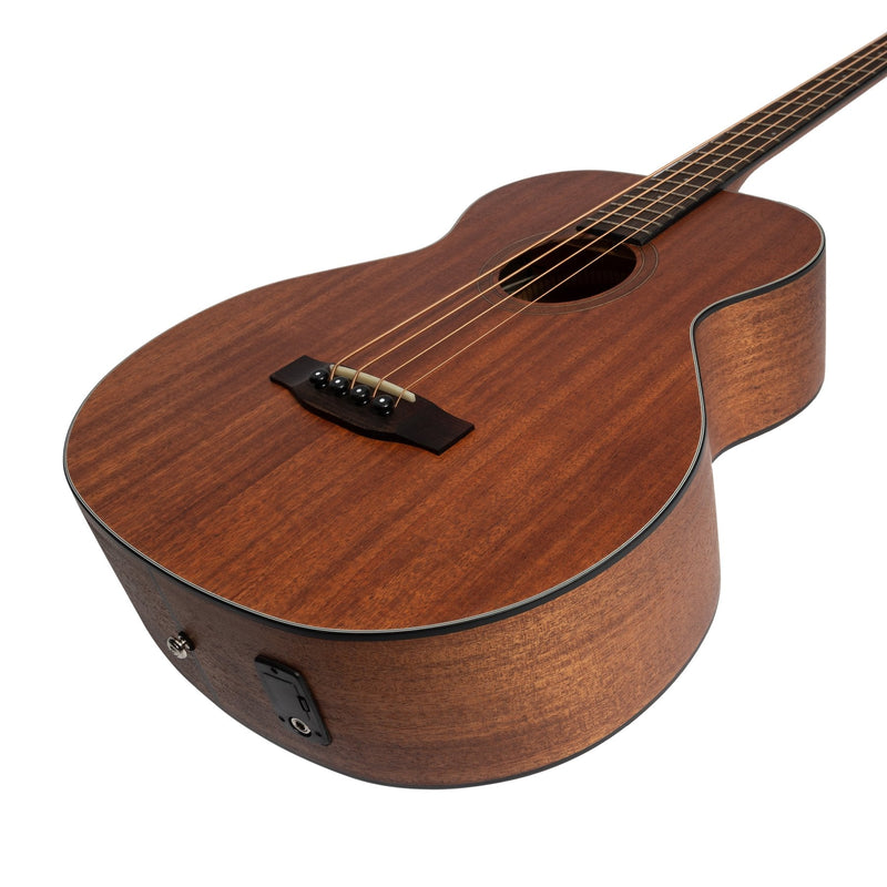 -Martinez 'Natural Series' Solid Mahogany Top Acoustic-Electric Bass Guitar (Open Pore)-Living Music