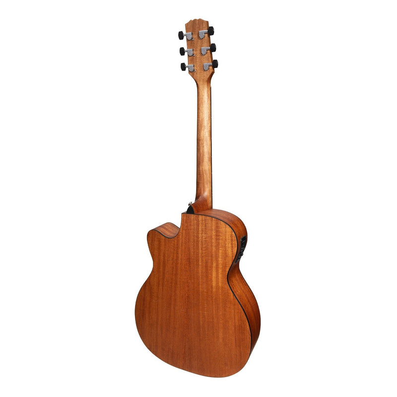 -Martinez 'Natural Series' Solid Mahogany Top Acoustic-Electric Small Body Cutaway Guitar (Open Pore)-Living Music