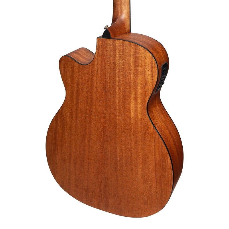 -Martinez 'Natural Series' Solid Mahogany Top Acoustic-Electric Small Body Cutaway Guitar (Open Pore)-Living Music