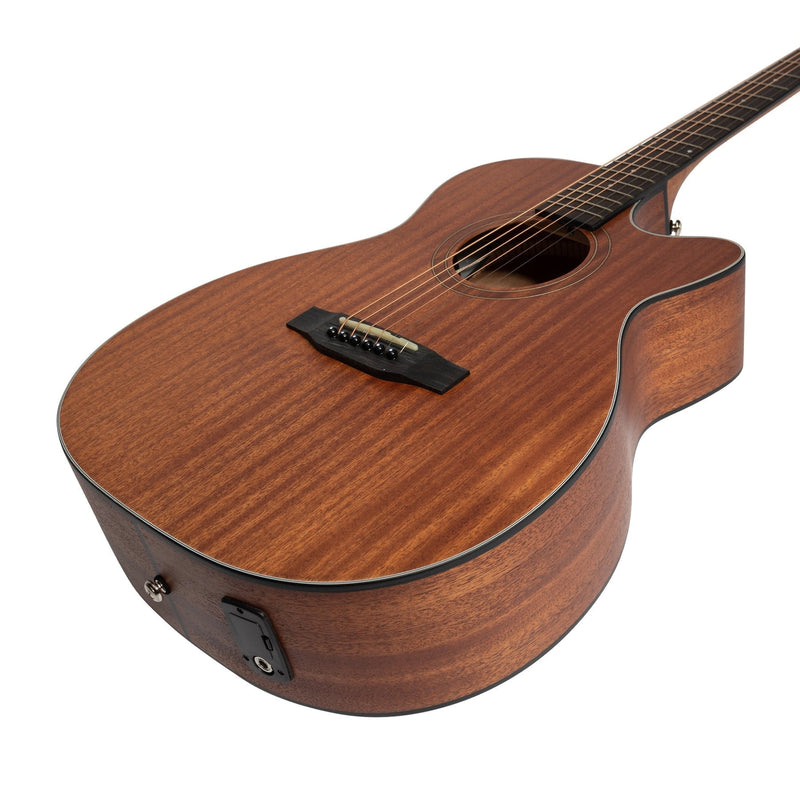 -Martinez 'Natural Series' Solid Mahogany Top Acoustic-Electric Small Body Cutaway Guitar (Open Pore)-Living Music