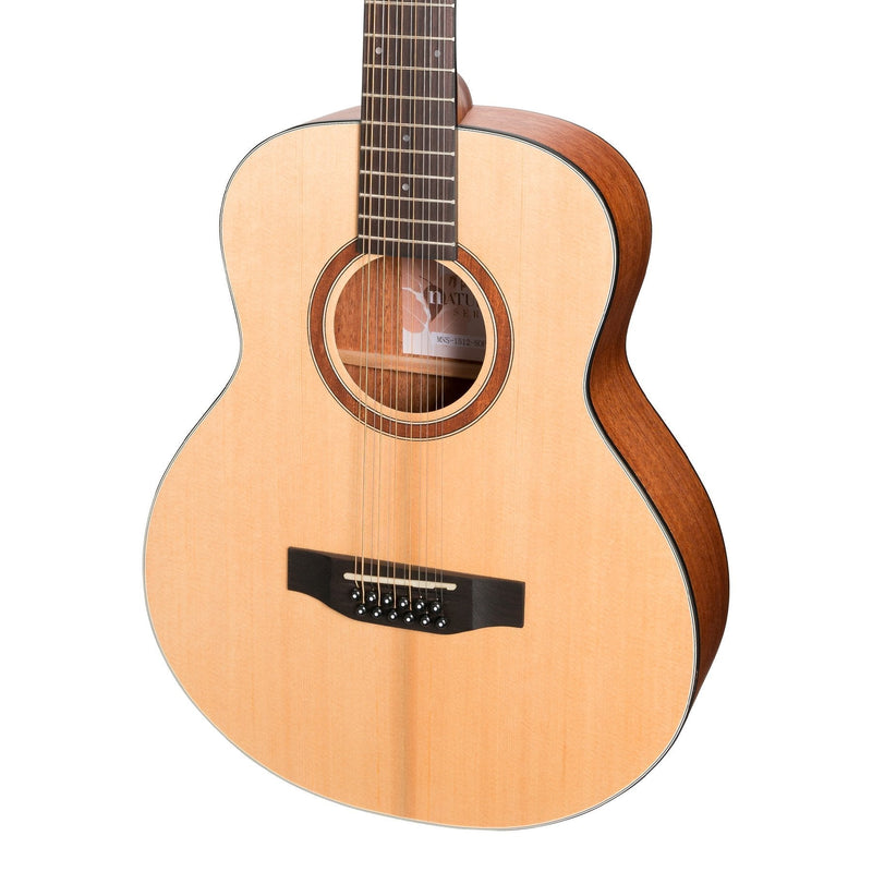 -Martinez 'Natural Series' Spruce Top 12-String Acoustic-Electric Mini Short Scale Guitar (Open Pore)-Living Music