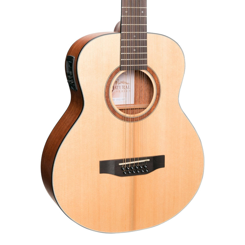 -Martinez 'Natural Series' Spruce Top 12-String Acoustic-Electric Mini Short Scale Guitar (Open Pore)-Living Music