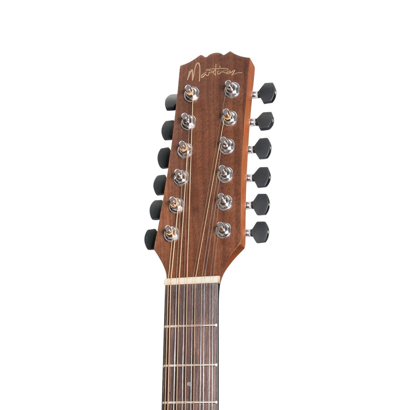 -Martinez 'Natural Series' Spruce Top 12-String Acoustic-Electric Mini Short Scale Guitar (Open Pore)-Living Music