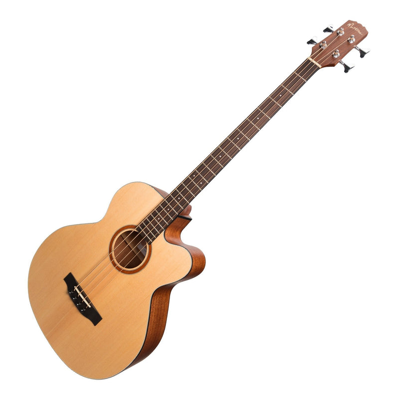 -Martinez 'Natural Series' Spruce Top Acoustic-Electric Cutaway Bass Guitar (Open Pore)-Living Music