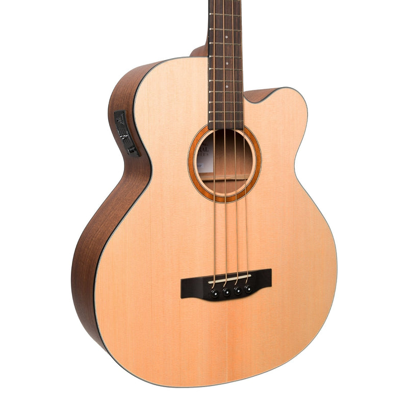 -Martinez 'Natural Series' Spruce Top Acoustic-Electric Cutaway Bass Guitar (Open Pore)-Living Music
