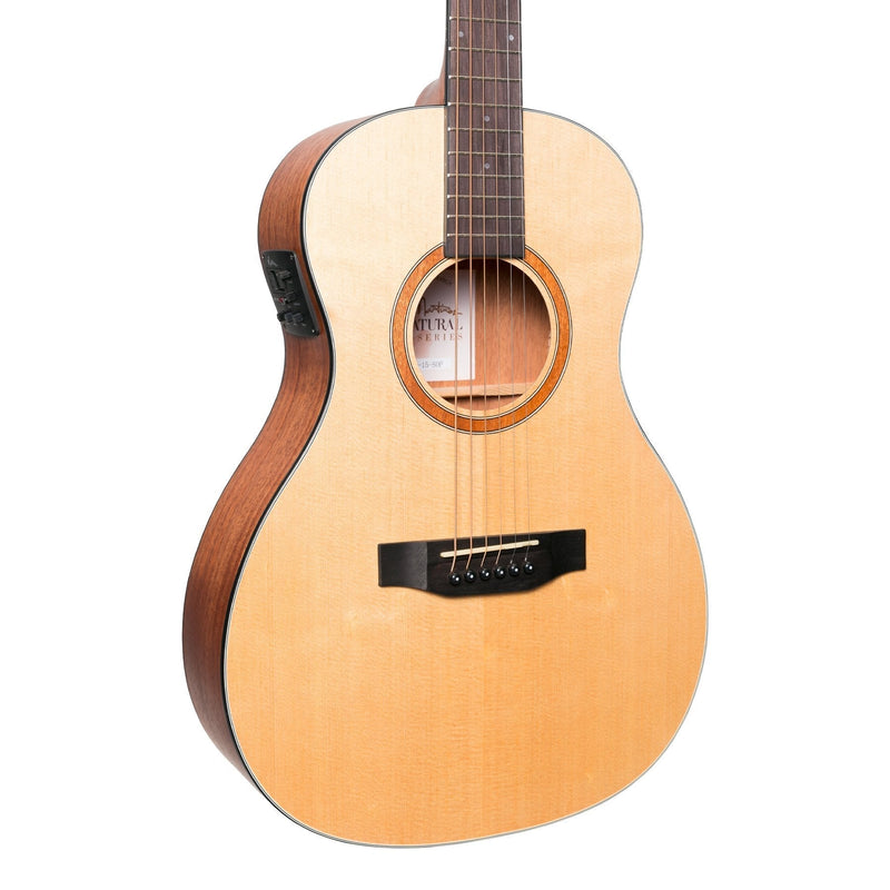 -Martinez 'Natural Series' Spruce Top Acoustic-Electric Parlour Guitar (Open Pore)-Living Music