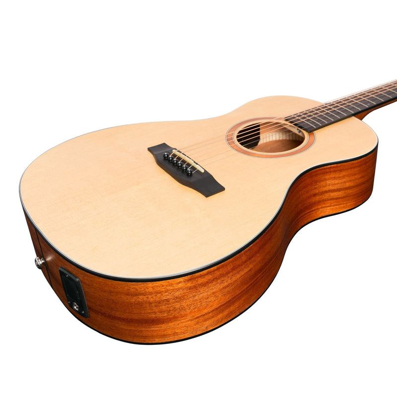 -Martinez 'Natural Series' Spruce Top Acoustic-Electric Parlour Guitar (Open Pore)-Living Music