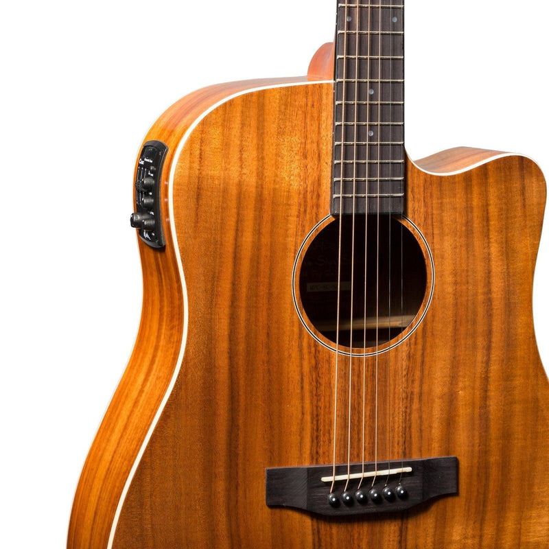-Martinez 'Southern Star Series' Koa Solid Top Acoustic-Electric Dreadnought Cutaway Guitar (Natural Gloss)-Living Music