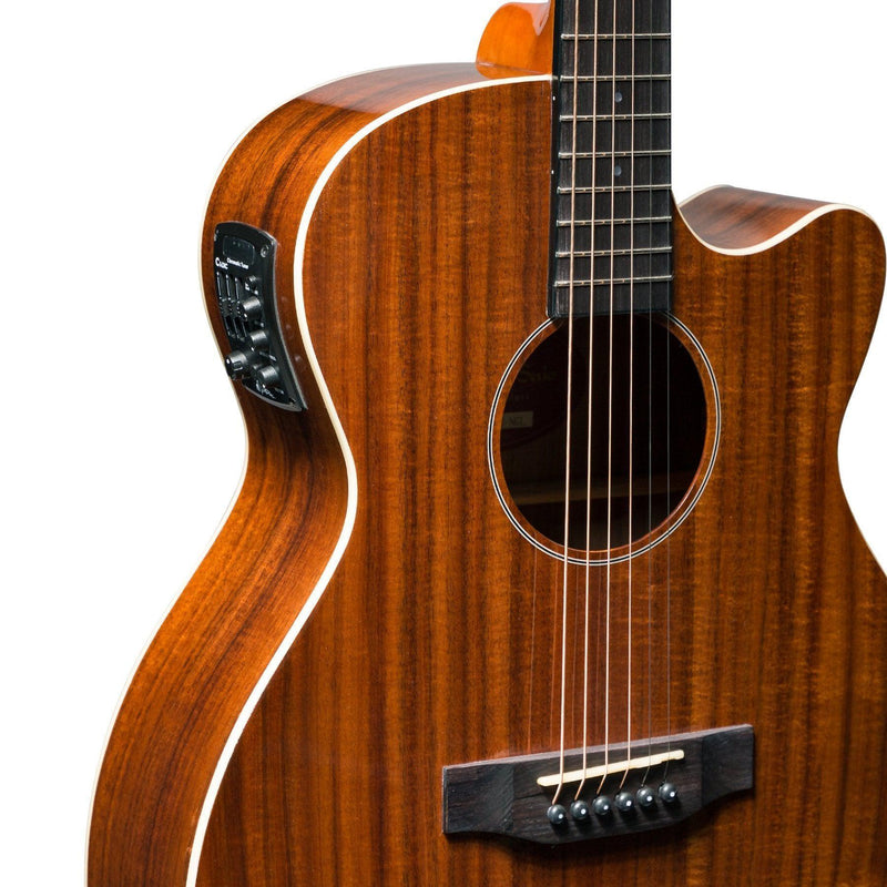 -Martinez 'Southern Star Series' Koa Solid Top Acoustic-Electric Small Body Cutaway Guitar (Natural Gloss)-Living Music