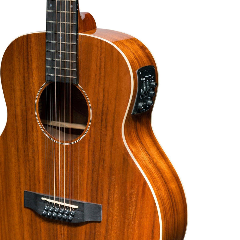 -Martinez 'Southern Star Series' Koa Solid Top Left Handed 12-String Acoustic-Electric TS-Mini Guitar (Natural Gloss)-Living Music