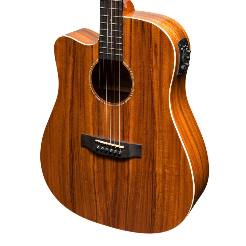 -Martinez 'Southern Star Series' Left Handed Koa Solid Top Acoustic-Electric Dreadnought Cutaway Guitar (Natural Gloss)-Living Music