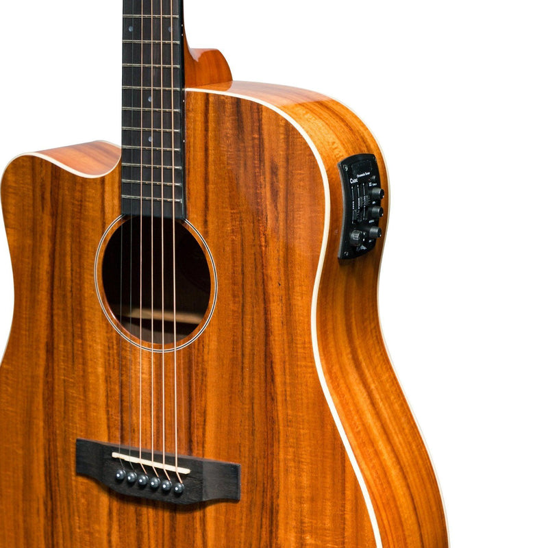 -Martinez 'Southern Star Series' Left Handed Koa Solid Top Acoustic-Electric Dreadnought Cutaway Guitar (Natural Gloss)-Living Music