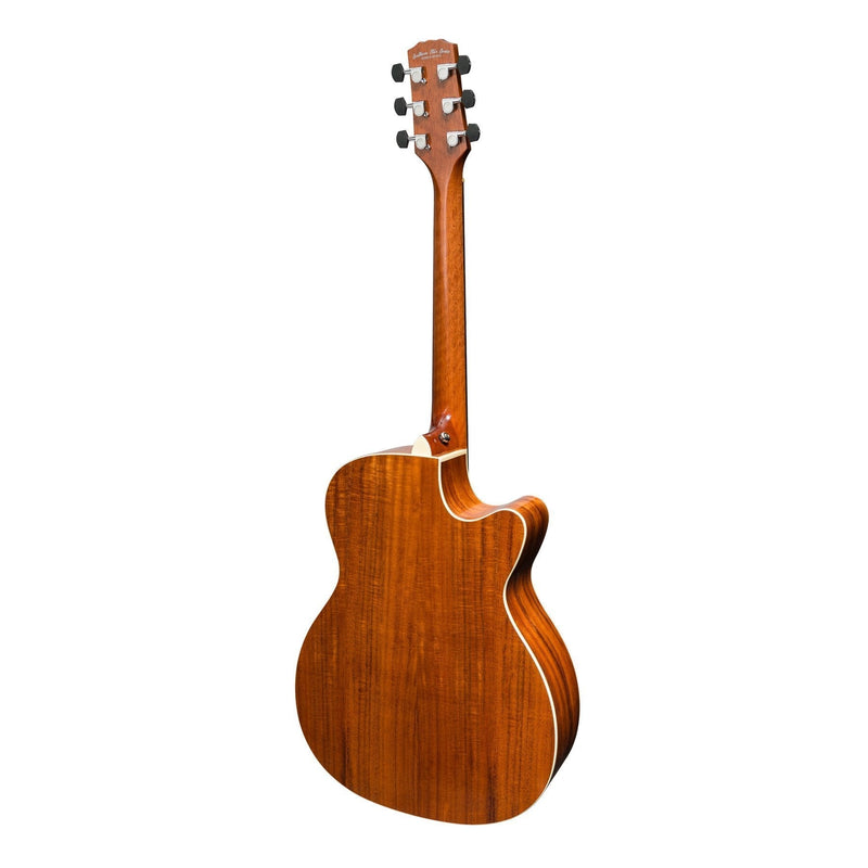 -Martinez 'Southern Star Series' Left Handed Koa Solid Top Acoustic-Electric Small Body Cutaway Guitar (Natural Gloss)-Living Music