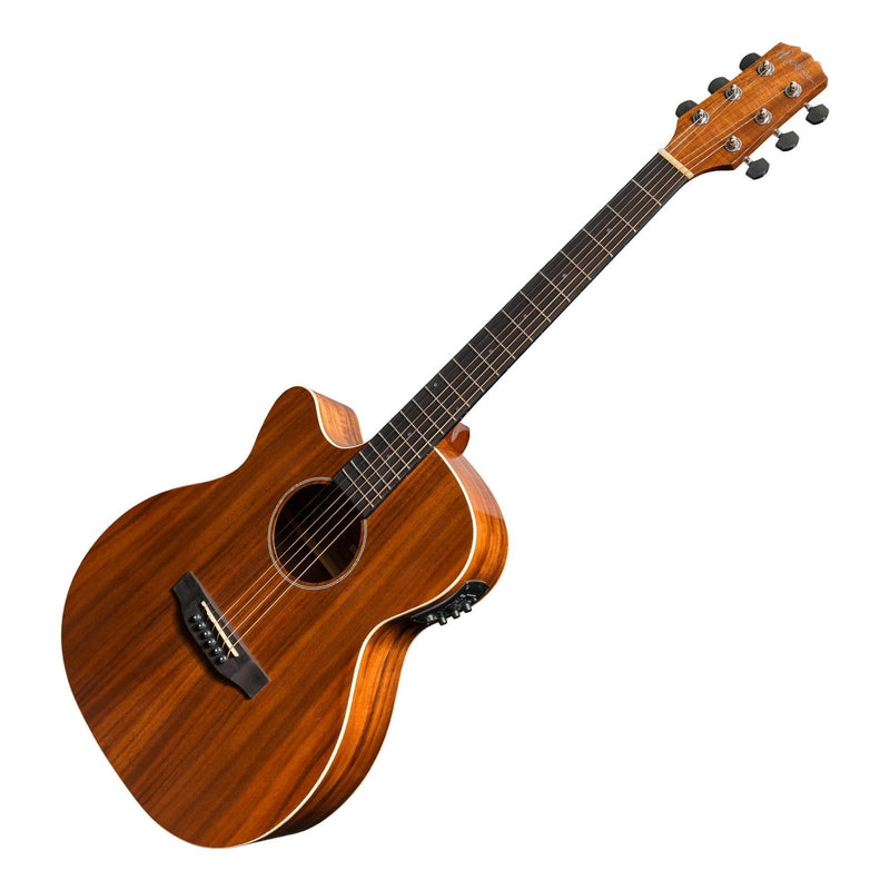 -Martinez 'Southern Star Series' Left Handed Koa Solid Top Acoustic-Electric Small Body Cutaway Guitar (Natural Gloss)-Living Music