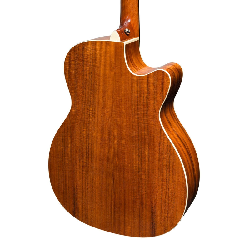 -Martinez 'Southern Star Series' Left Handed Koa Solid Top Acoustic-Electric Small Body Cutaway Guitar (Natural Gloss)-Living Music