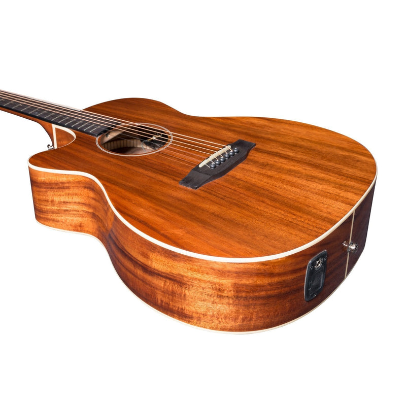 -Martinez 'Southern Star Series' Left Handed Koa Solid Top Acoustic-Electric Small Body Cutaway Guitar (Natural Gloss)-Living Music