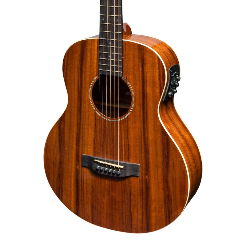 -Martinez 'Southern Star Series' Left Handed Koa Solid Top Acoustic-Electric TS-Mini Guitar (Natural Gloss)-Living Music