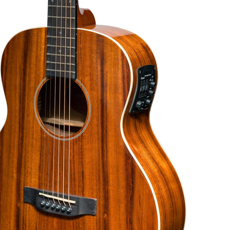 -Martinez 'Southern Star Series' Left Handed Koa Solid Top Acoustic-Electric TS-Mini Guitar (Natural Gloss)-Living Music