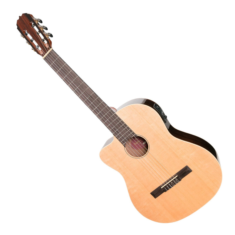 -Martinez 'Southern Star Series' Left Handed Spruce Solid Top Acoustic-Electric Classical Cutaway Guitar (Natural Gloss)-Living Music