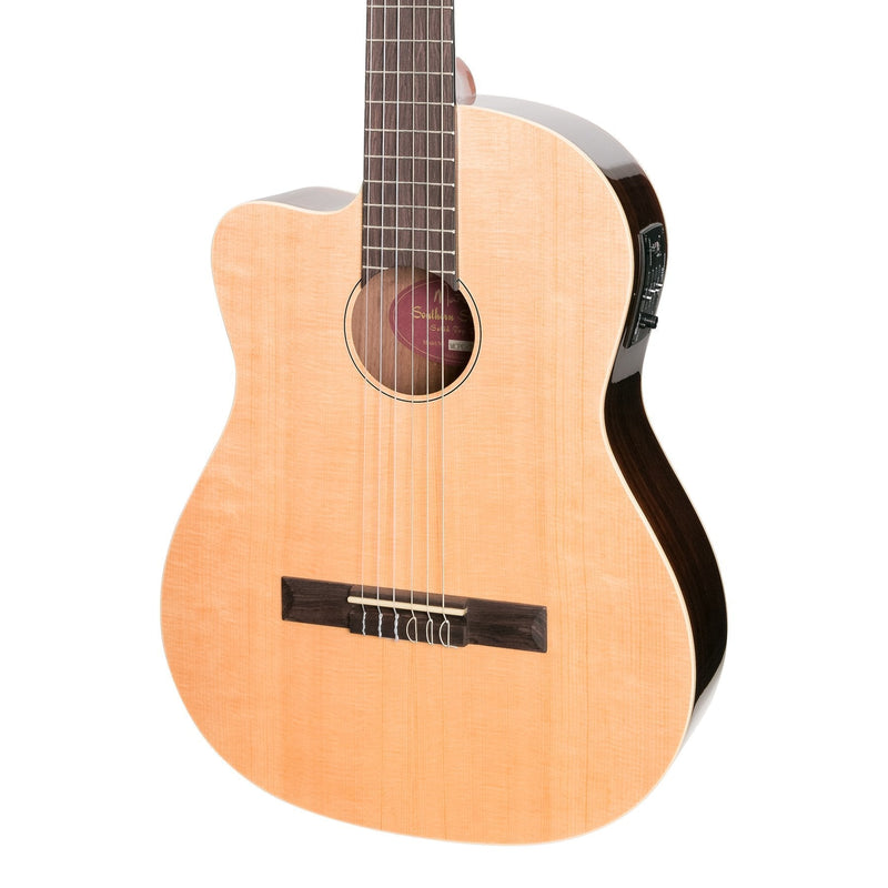 -Martinez 'Southern Star Series' Left Handed Spruce Solid Top Acoustic-Electric Classical Cutaway Guitar (Natural Gloss)-Living Music
