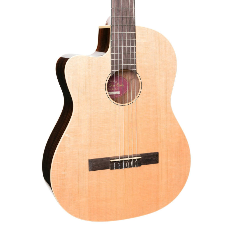 -Martinez 'Southern Star Series' Left Handed Spruce Solid Top Acoustic-Electric Classical Cutaway Guitar (Natural Gloss)-Living Music