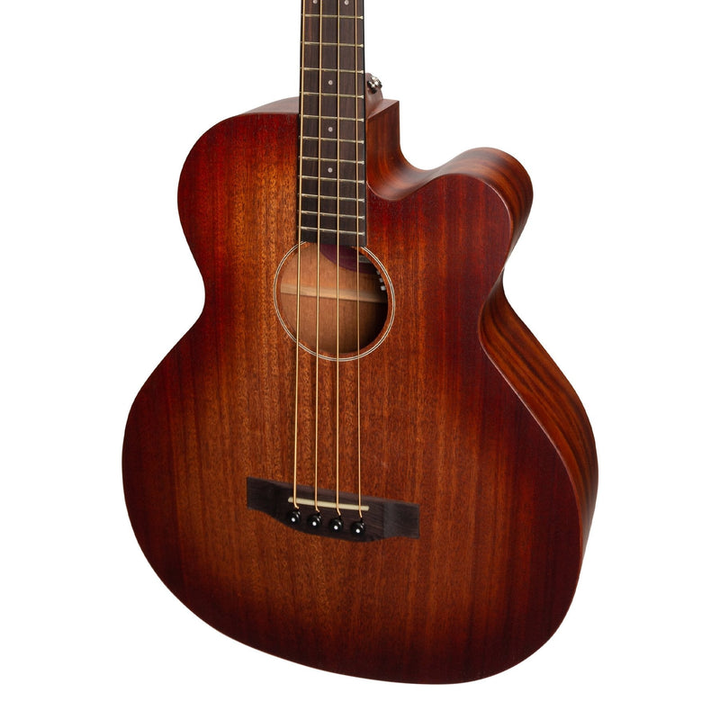 -Martinez 'Southern Star Series' Mahogany Solid Top Acoustic-Electric Cutaway Bass Guitar (Satin Sunburst)-Living Music