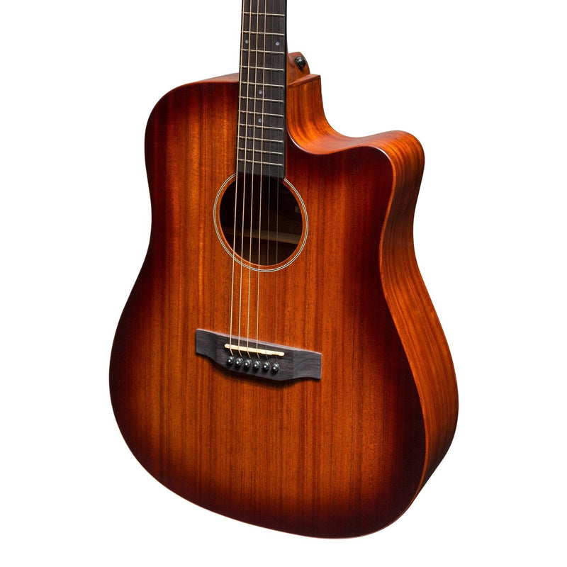 -Martinez 'Southern Star Series' Mahogany Solid Top Acoustic-Electric Dreadnought Cutaway Guitar (Satin Sunburst)-Living Music