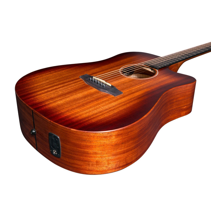 -Martinez 'Southern Star Series' Mahogany Solid Top Acoustic-Electric Dreadnought Cutaway Guitar (Satin Sunburst)-Living Music