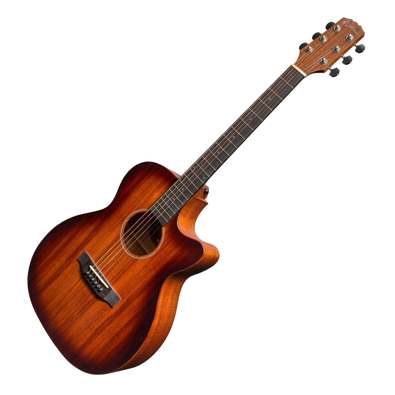 -Martinez 'Southern Star Series' Mahogany Solid Top Acoustic-Electric Small Body Cutaway Guitar (Satin Sunburst)-Living Music