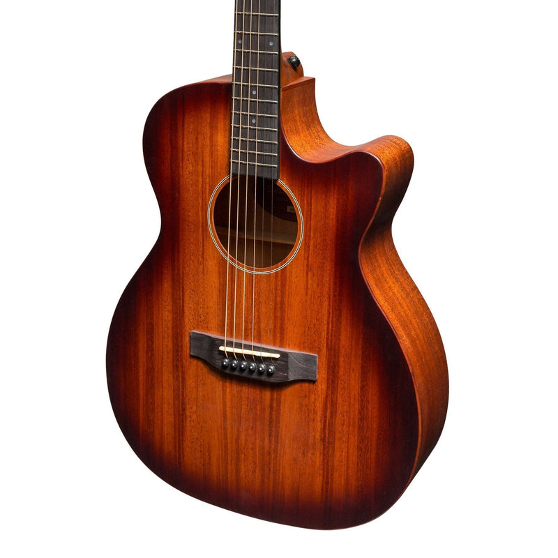 -Martinez 'Southern Star Series' Mahogany Solid Top Acoustic-Electric Small Body Cutaway Guitar (Satin Sunburst)-Living Music