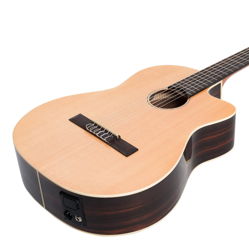 -Martinez 'Southern Star Series' Spruce Solid Top Acoustic-Electric Classical Cutaway Guitar (Natural Gloss)-Living Music