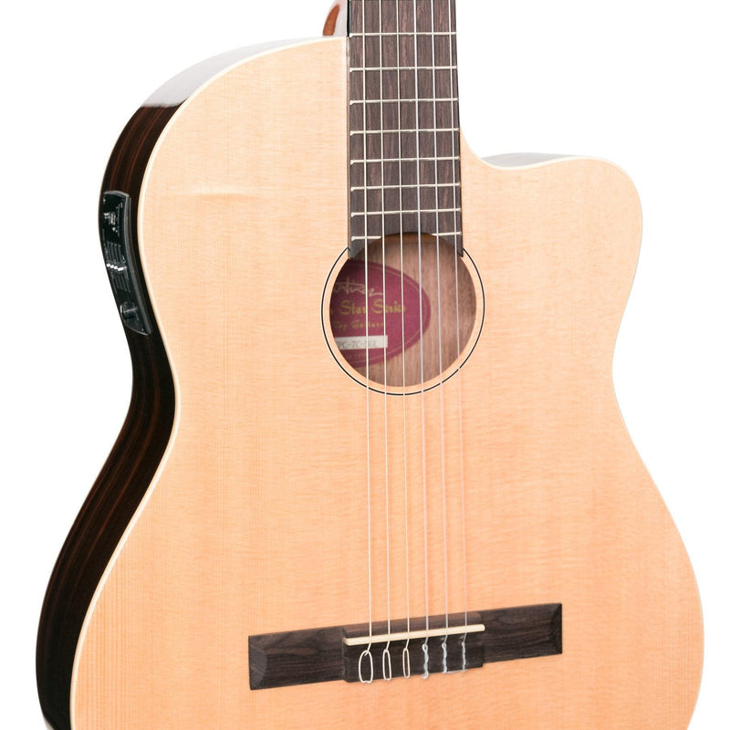 -Martinez 'Southern Star Series' Spruce Solid Top Acoustic-Electric Classical Cutaway Guitar (Natural Gloss)-Living Music