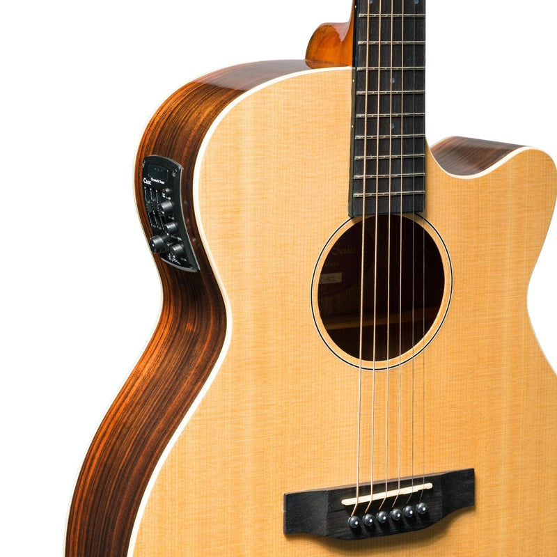 -Martinez 'Southern Star Series' Spruce Solid Top Acoustic-Electric Small Body Cutaway Guitar (Natural Gloss)-Living Music