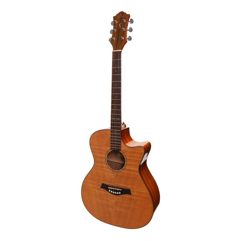 -Ranch Flame Maple Top Left Hand Acoustic Small-Body Cutaway Guitar (Natural Gloss)-Living Music