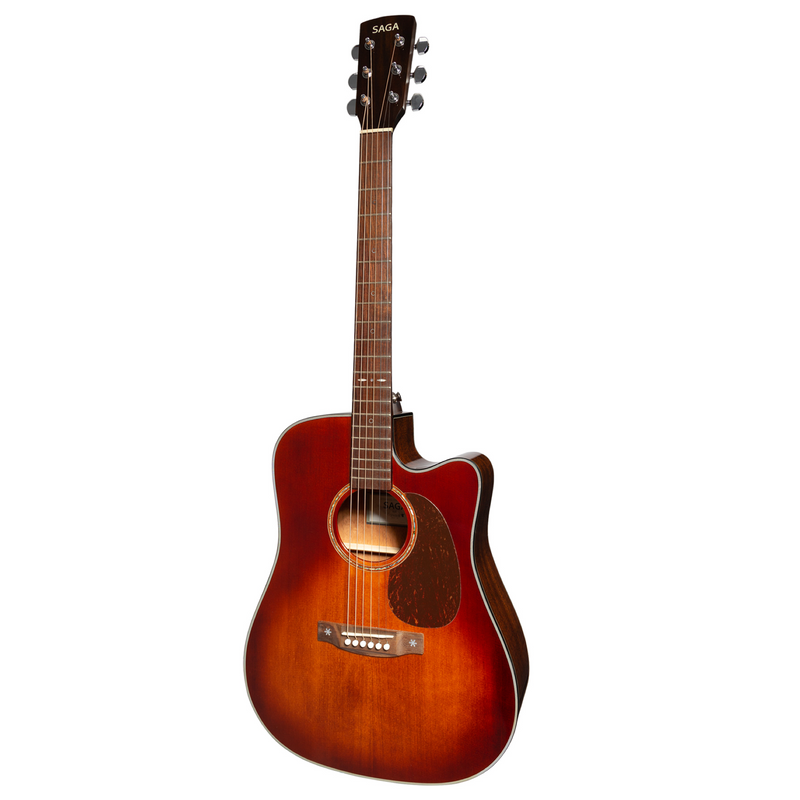 -Saga SF830 Solid Top Dreadnought Acoustic-Electric Guitar (Retro)-Living Music