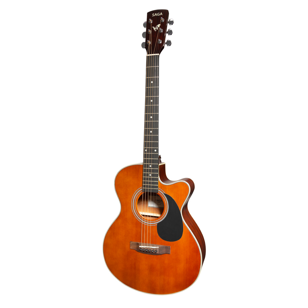 -Saga '700 Series' Solid Spruce Top Acoustic-Electric Small-Body Cutaway Guitar (Retro)-Living Music