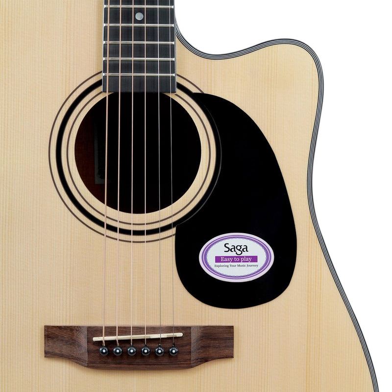 -Saga '600 Series' Spruce Top Dreadnought Acoustic-Electric Cutaway Guitar (Natural)-Living Music