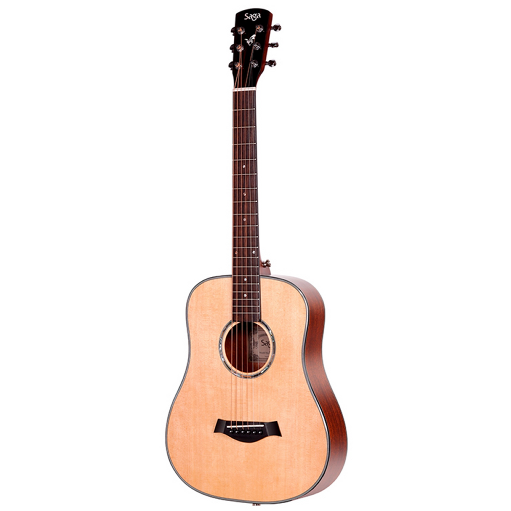 -Saga BT10S Solid Top Small Body Travel Acoustic Guitar (Natural)-Living Music