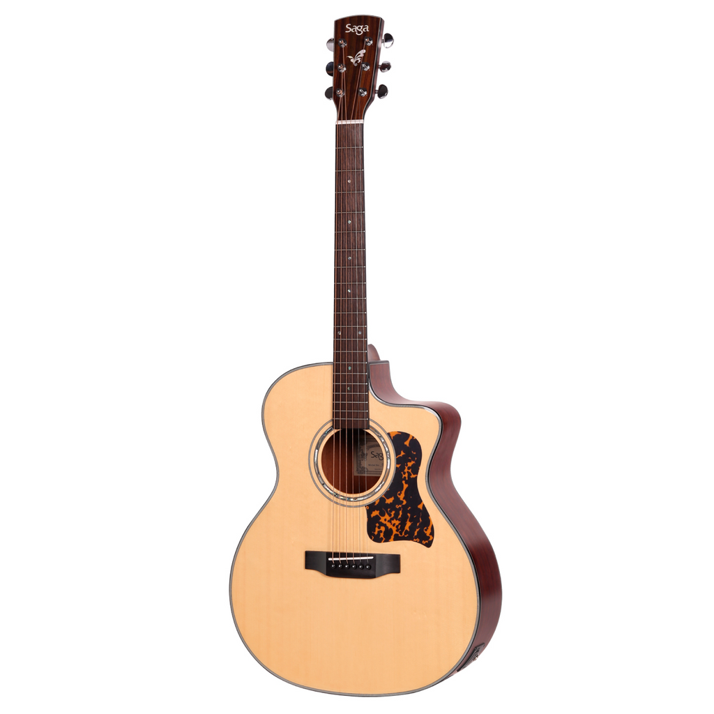 -Saga G100C Solid Top Folk Cutaway Acoustic-Electric Guitar (Natural)-Living Music