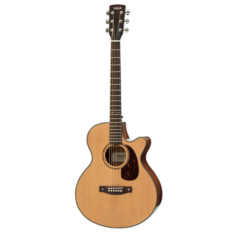 -Saga SA830 Solid Top Acoustic-Electric Guitar (Natural)-Living Music