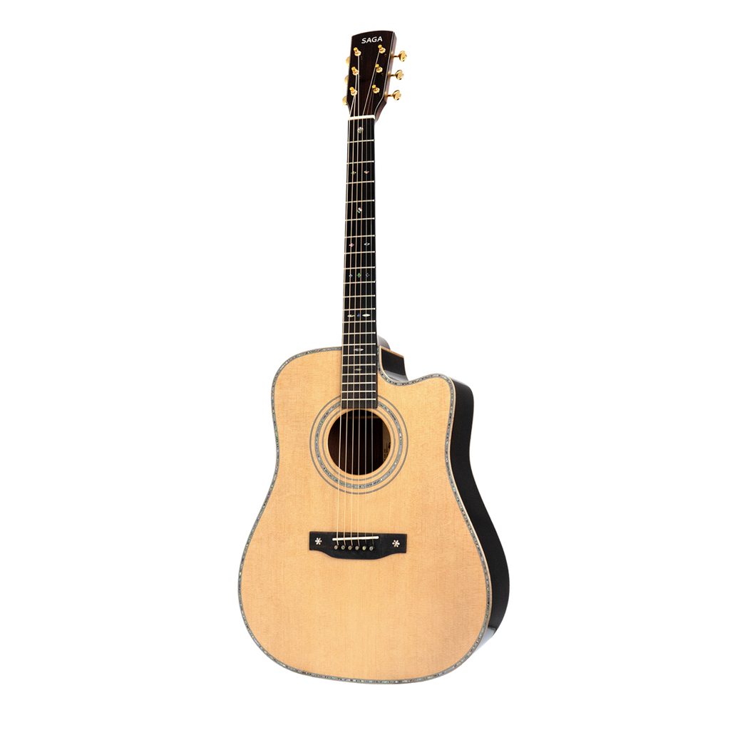 -Saga SL65C All-Solid Spruce Rosewood Acoustic Dreadnought Guitar (Natural)-Living Music