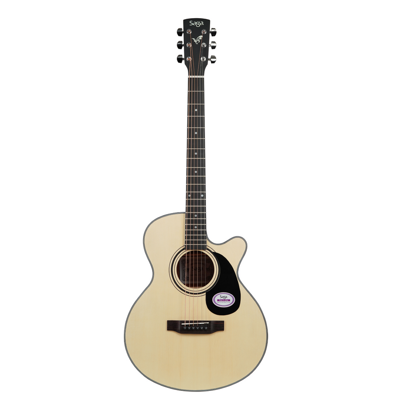 -Saga '600 Series' Spruce Top Folk Acoustic-Electric Cutaway Guitar (Natural)-Living Music