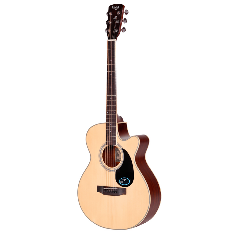 -Saga '700 Series' Engelmann Spruce Folk Acoustic-Electric Cutaway Guitar (Natural)-Living Music