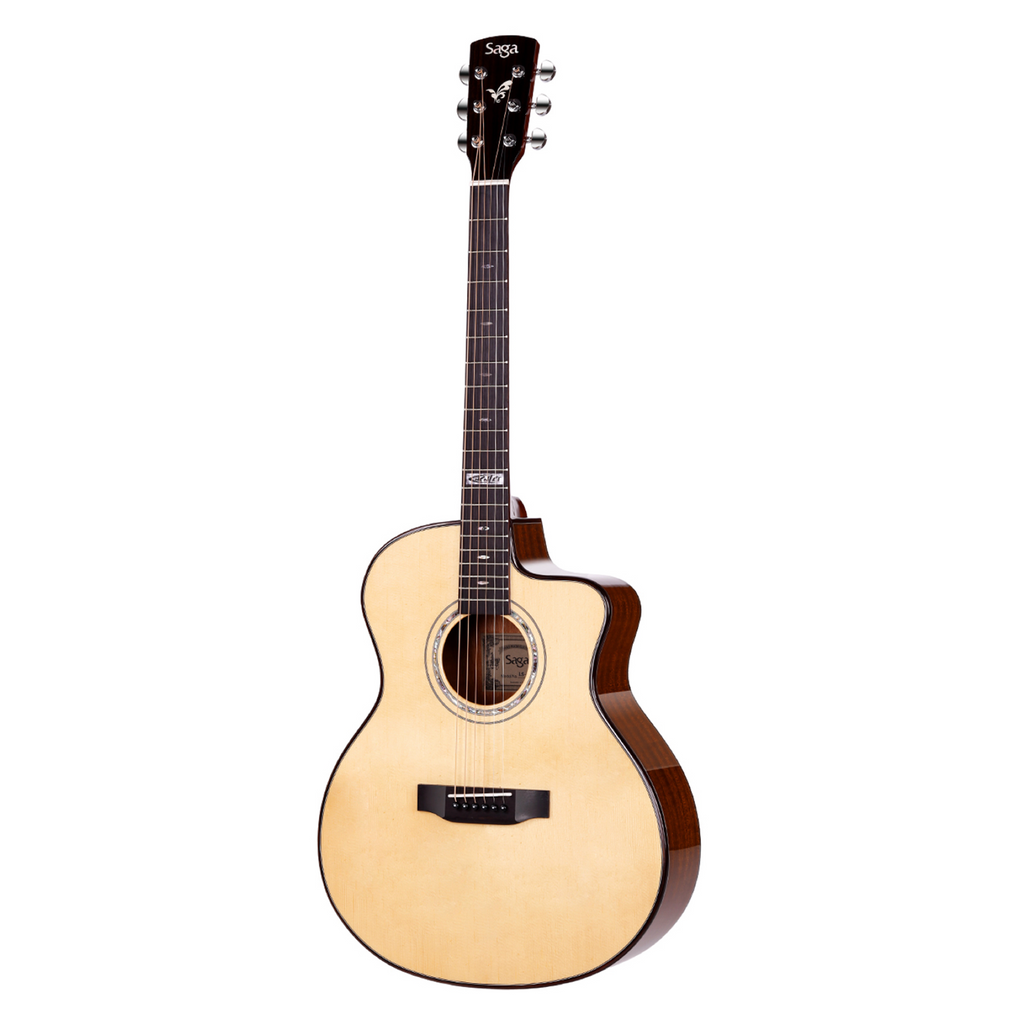 -Saga LS1CE Solid Folk Cutaway Acoustic-Electric Guitar (Natural)-Living Music