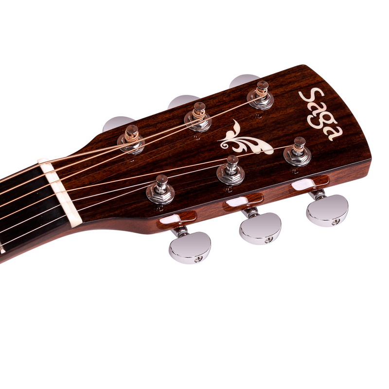 -Saga LS1CE Solid Folk Cutaway Acoustic-Electric Guitar (Natural)-Living Music