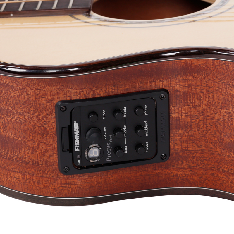 -Saga LS1CE Solid Folk Cutaway Acoustic-Electric Guitar (Natural)-Living Music