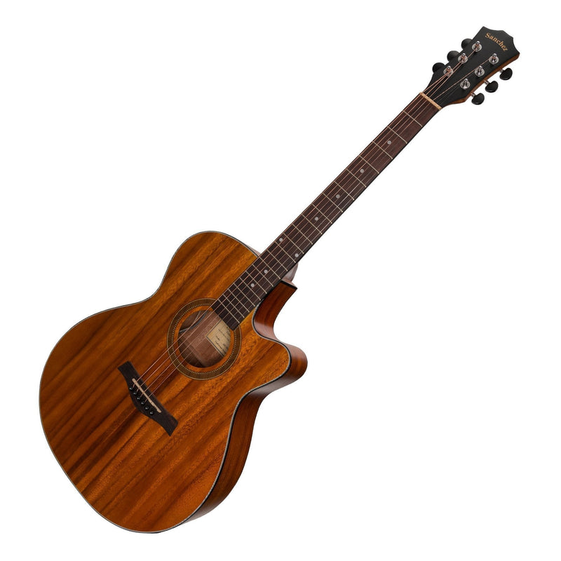 SFC-18-KOA-Sanchez Acoustic-Electric Small Body Cutaway Guitar (Koa)-Living Music