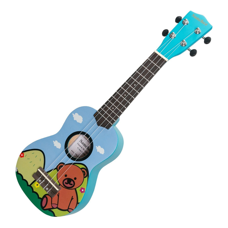 -Sanchez 'Friendly Folk' Soprano Ukulele (Blue/Bear)-Living Music